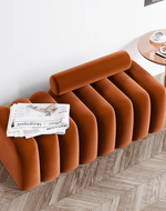 Bloomart Veylo Modern Line Design Entryway Bench with Round Back Pillow