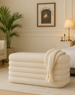 Bloomart Luxury Off-White Boucle Bench Modern Upholstered Ottoman Seat for Bedroom & Living Room