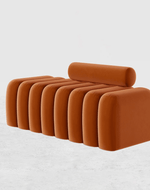 Bloomart Veylo Modern Line Design Entryway Bench with Round Back Pillow