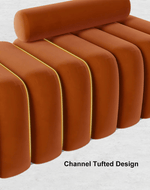 Bloomart Veylo Modern Line Design Entryway Bench with Round Back Pillow
