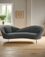 Bloomart Heloev Modern Curved 3-Seater Chaise Lounge Sofa with Velvet Upholstery, Rounded Arms for Living Room