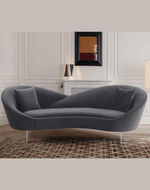 Bloomart Heloev Modern Curved 3-Seater Chaise Lounge Sofa with Velvet Upholstery, Rounded Arms for Living Room