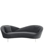 Bloomart Heloev Modern Curved 3-Seater Chaise Lounge Sofa with Velvet Upholstery, Rounded Arms for Living Room