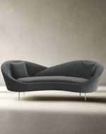Bloomart Heloev Modern Curved 3-Seater Chaise Lounge Sofa with Velvet Upholstery, Rounded Arms for Living Room