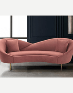Bloomart Heloev Modern Curved 3-Seater Chaise Lounge Sofa with Velvet Upholstery, Rounded Arms for Living Room