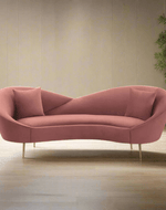 Bloomart Heloev Modern Curved 3-Seater Chaise Lounge Sofa with Velvet Upholstery, Rounded Arms for Living Room