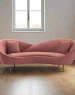 Bloomart Heloev Modern Curved 3-Seater Chaise Lounge Sofa with Velvet Upholstery, Rounded Arms for Living Room