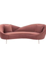 Bloomart Heloev Modern Curved 3-Seater Chaise Lounge Sofa with Velvet Upholstery, Rounded Arms for Living Room