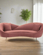 Bloomart Heloev Modern Curved 3-Seater Chaise Lounge Sofa with Velvet Upholstery, Rounded Arms for Living Room