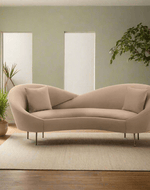Bloomart Heloev Modern Curved 3-Seater Chaise Lounge Sofa with Velvet Upholstery, Rounded Arms for Living Room