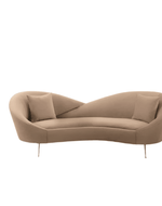 Bloomart Heloev Modern Curved 3-Seater Chaise Lounge Sofa with Velvet Upholstery, Rounded Arms for Living Room