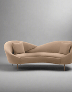 Bloomart Heloev Modern Curved 3-Seater Chaise Lounge Sofa with Velvet Upholstery, Rounded Arms for Living Room