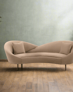 Bloomart Heloev Modern Curved 3-Seater Chaise Lounge Sofa with Velvet Upholstery, Rounded Arms for Living Room