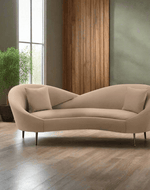 Bloomart Heloev Modern Curved 3-Seater Chaise Lounge Sofa with Velvet Upholstery, Rounded Arms for Living Room