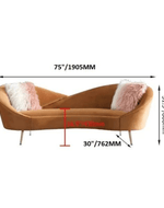 Bloomart Heloev Modern Curved 3-Seater Chaise Lounge Sofa with Velvet Upholstery, Rounded Arms for Living Room
