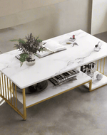 Bloomart Eclavon Stylish Zigzag Design Rectangular Coffee Table with Marble-Like Finish Modern & Elegant for Living Room Décor