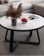Bloomart Robust Stylish Metal Base Marble Finish Laminated Top Coffee Table ( Black & White )
