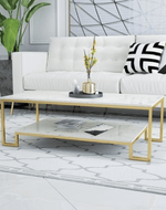 Bloomart Nuvora Stylish 1-Tier Coffee Table with Marble-Like Finish Modern & Elegant for Living Room