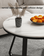 Bloomart Robust Stylish Metal Base Marble Finish Laminated Top Coffee Table ( Black & White )