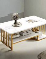 Bloomart Eclavon Stylish Zigzag Design Rectangular Coffee Table with Marble-Like Finish Modern & Elegant for Living Room Décor
