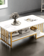 Bloomart Eclavon Stylish Zigzag Design Rectangular Coffee Table with Marble-Like Finish Modern & Elegant for Living Room Décor