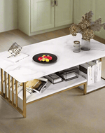 Bloomart Eclavon Stylish Zigzag Design Rectangular Coffee Table with Marble-Like Finish Modern & Elegant for Living Room Décor