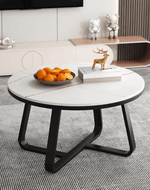 Bloomart Robust Stylish Metal Base Marble Finish Laminated Top Coffee Table ( Black & White )