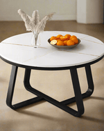 Bloomart Robust Stylish Metal Base Marble Finish Laminated Top Coffee Table ( Black & White )