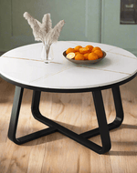 Bloomart Robust Stylish Metal Base Marble Finish Laminated Top Coffee Table ( Black & White )