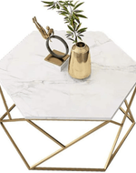 Bloomart Vortexa Hexagon Design Coffee Table with Marble-Like Finish Top Modern & Elegant Nesting Table (Set of 2)