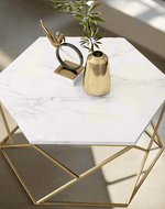 Bloomart Vortexa Hexagon Design Coffee Table with Marble-Like Finish Top Modern & Elegant Nesting Table (Set of 2)