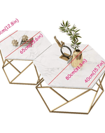 Bloomart Vortexa Hexagon Design Coffee Table with Marble-Like Finish Top Modern & Elegant Nesting Table (Set of 2)