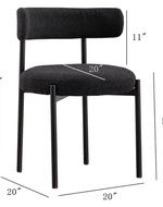 Wooden Twist Round Upholstered Boucle Dining Room Chair Mid-Century Modern Kitchen Chairs Curved Backrest Chairs for Dining Room Black Metal Legs