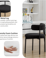 Wooden Twist Round Upholstered Boucle Dining Room Chair Mid-Century Modern Kitchen Chairs Curved Backrest Chairs for Dining Room Black Metal Legs
