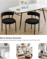 Wooden Twist Round Upholstered Boucle Dining Room Chair Mid-Century Modern Kitchen Chairs Curved Backrest Chairs for Dining Room Black Metal Legs