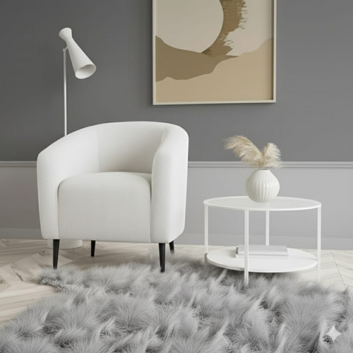 Bloomart Sproz Boucle Fabric Lounge Chair with Comfortable Armrest for Living Room, Bedroom, or Office