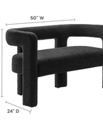 Bloomart Effie Entryway Curved Soft Boucle Modern Loveseat Bench