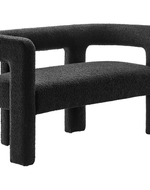 Bloomart Effie Entryway Curved Soft Boucle Modern Loveseat Bench