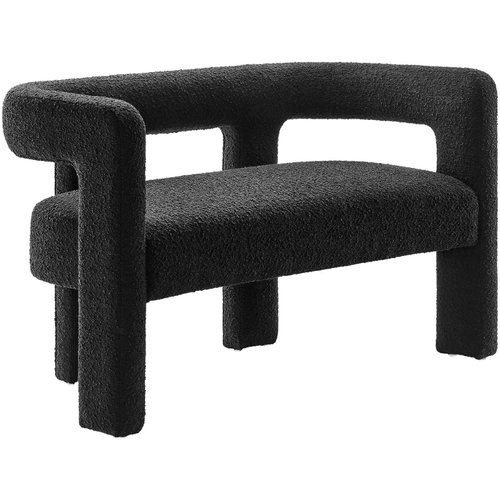 Bloomart Effie Entryway Curved Soft Boucle Modern Loveseat Bench
