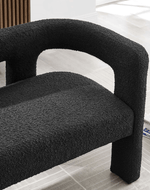 Bloomart Effie Entryway Curved Soft Boucle Modern Loveseat Bench