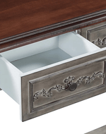 WoodenCenie Leaf Design Teak Wood Storage Console Table with Spacious 4 Drawers for Elegant Living Room