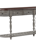WoodenCenie Leaf Design Teak Wood Storage Console Table with Spacious 4 Drawers for Elegant Living Room