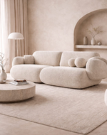 Bloomart Cloudora Off-White Bouclé 3-Seater Sofa Modern Cloud-Inspired Luxury Upholstered Sofa