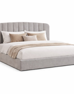 Bloomart Black Calmora Luxury Bed Minimal Modern Upholstered Bed With Padded Headboard