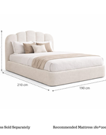 Bloomart Cloudora Luxury Full Upholstered Bouclé Storage Bed With Hydraulic Lift Modern Designer Bed With Deep Storage