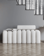 Bloomart Veylo Modern Line Design Entryway Bench with Round Back Pillow