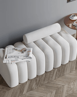Bloomart Veylo Modern Line Design Entryway Bench with Round Back Pillow