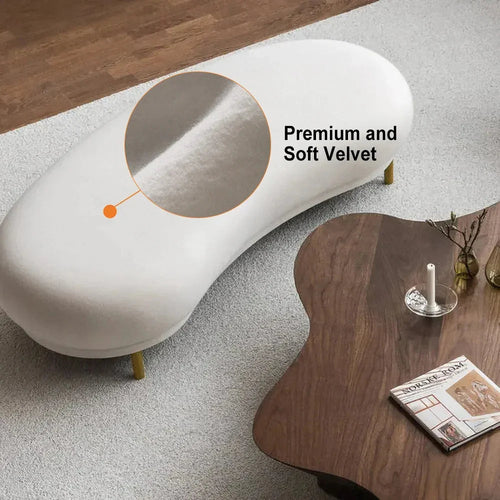 Bloomart Borzy Modern Curved Bench with Golden Metal Legs In Soft Fabric