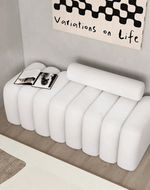 Bloomart Veylo Modern Line Design Entryway Bench with Round Back Pillow