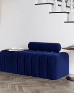 Bloomart Veylo Modern Line Design Entryway Bench with Round Back Pillow